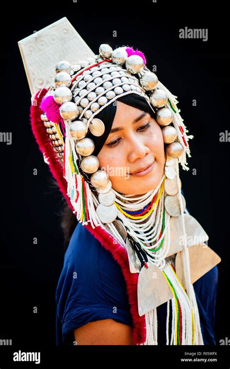 Woman Dressed In Traditional Akha Hill Tribe Clothing In Mae Salong