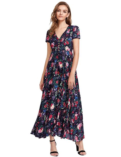 Milumia Womens Button Up Split Floral Print Flowy Party Maxi Dress At Amazon Womens Clothing