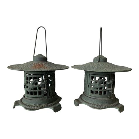 Antique Chinese Cast Iron Pagoda Garden Lanterns Etsy