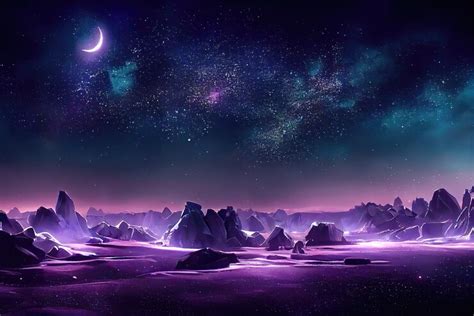 Premium Photo A Purple Sky With A Purple Moon And Stars