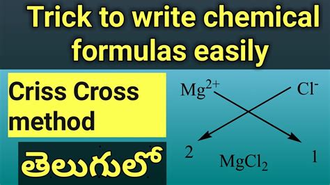 How To Write Chemical Formulas Easily Criss Cross Method In Telugu