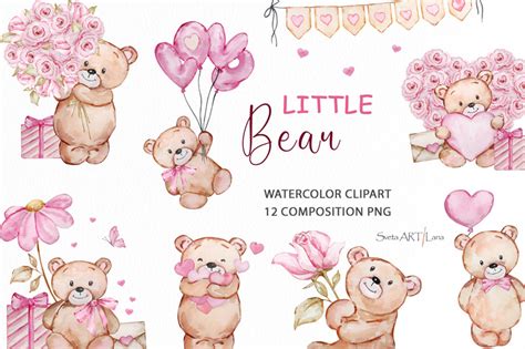 Little Bear Valentines Day clipart By SvetaArtLana | TheHungryJPEG