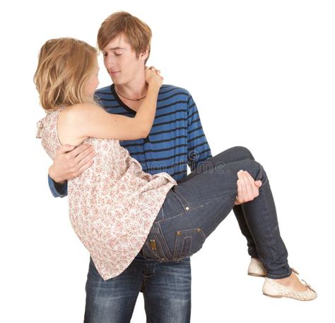 Boyfriend Carrying Girl In His Arms Stock Photo Image Of Attractive