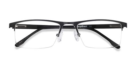 Singapore Rectangle Matte Black Semi Rimless Eyeglasses Eyebuydirect Eyebuydirect Black