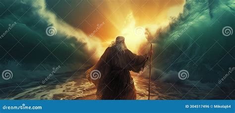 Crossing of the Sea during Exodus, Moses Splitting the Red Sea Stock ...