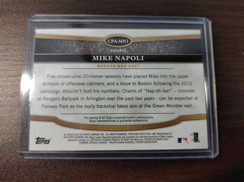 Mike Napoli Auto Topps Tier One Baseball Mlb Topps