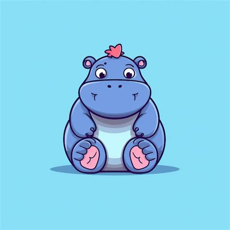 Dessin Animé Mignon Hippopotame Assis Illustration Vectorielle