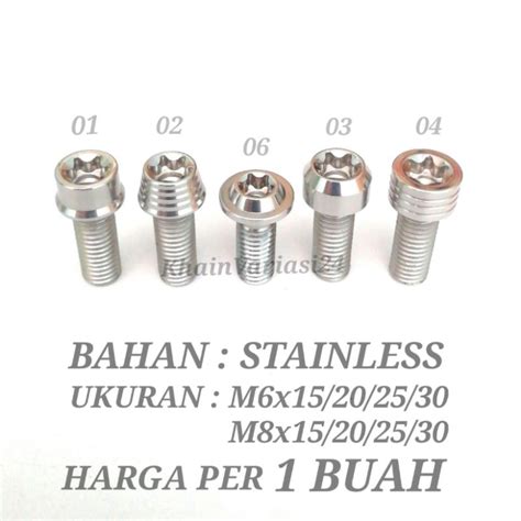 Jual Baut Stainless L Bintang Drat 10 12 M6 M8 X 15 20 25 30 Shopee