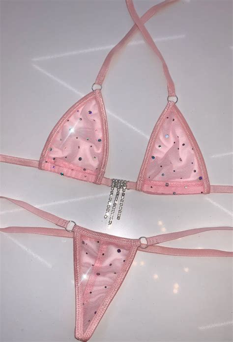 Pink Mesh Sparkle Microkini