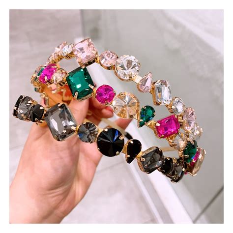 Wholesale Glass Crystal Sparkle Hairband Luxury Colorful Diamond