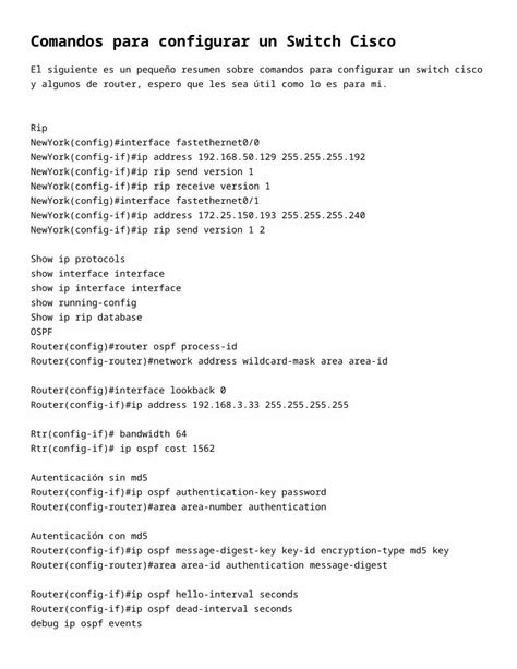 DOCX Comandos Para Configurar Un Switch Y Router Cisco Docx DOKUMEN