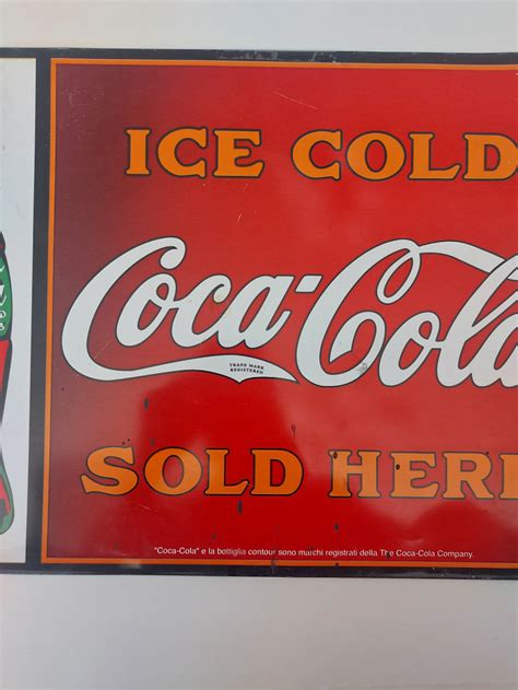 1970ca Metal Sign Coca Cola Ice Cold Sold Here Trade Mark B