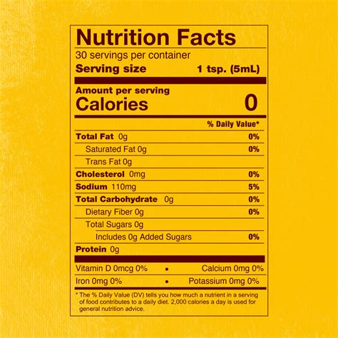 Cholula Original Hot Sauce Nutrition Facts