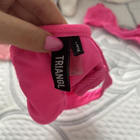 Hot Pink Triangle Bikini Set Worn Twice Over The Depop