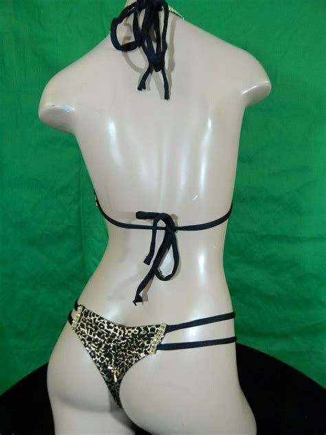 Exotic Dancer Stripper Leopard Print Two Piece Bikini Dance Outfit