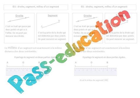 Droite segment milieu dun segment Ce2 Leçon PDF à imprimer par