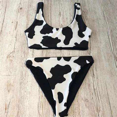 Sexy Bikini Mujer 2020 New Cow Print Swimsuit Women Two Pieces Push Up