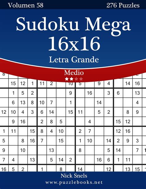 Sudoku Mega 16x16 Impresiones Con Letra Grande Medio Volumen 58