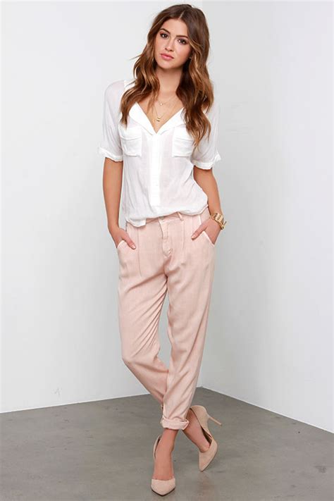 Washed Blush Trouser Pants Relaxed Trousers 6300 Lulus