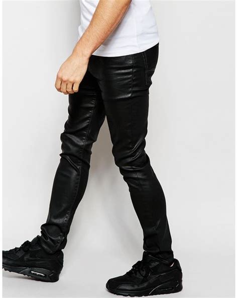 Asos Super Skinny Jeans In Coated Black In Black For Men Save 50 Lyst