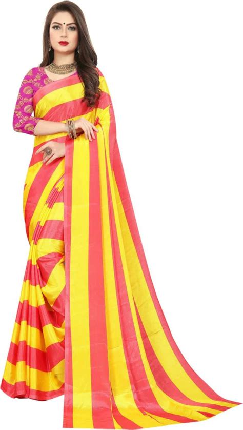 Laheja Women Yellow Printed Silk Blend Single Saree Jiomart