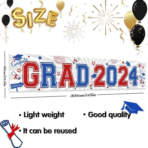 Red Blue Graduation Yard Sign Banner Party Decorations Class Of 2024