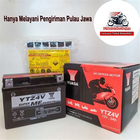 Jual YUASA YTZ4V 12V 3Ah Aki Motor Honda Beat FI CW CBS CARBU KARBU