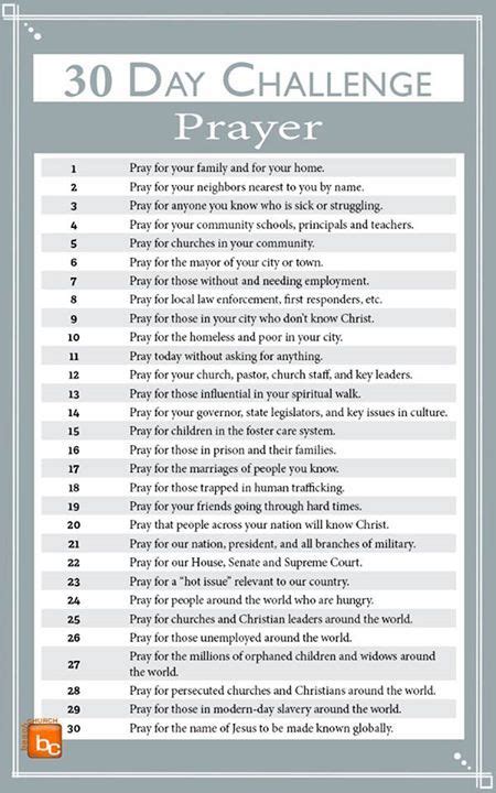 30 Day Prayer Challenge Prayers Bible Prayers Prayer Scriptures