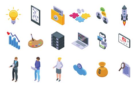 Product Development Icons Set Isometric Vector Benefit Plan