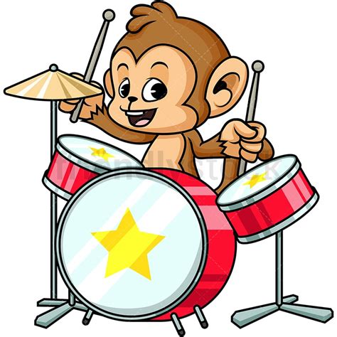 Monkey Playing Drums Cartoon Vector Clipart Friendlystock