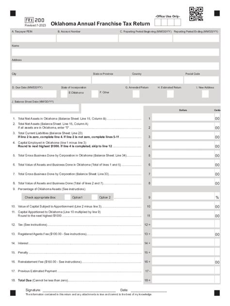 Franchise Tax Ok 2023 2025 Form Fill Out And Sign Printable Pdf