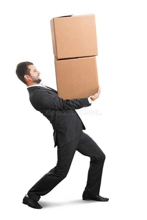 Man Carrying Two Heavy Boxes Stock Photo Image Of Carrier Transport