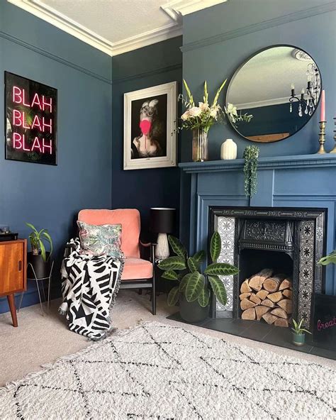 Blue Fireplace Mantel With Flowers And Brass Candlesticks Soul Lane