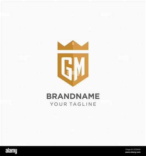 Monogram Gm Logo With Geometric Shield And Crown Luxury Elegant