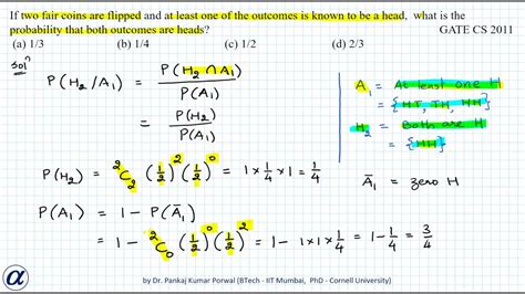 If Two Fair Coins Are Flipped And At Least One Of The Outcomes Is Known