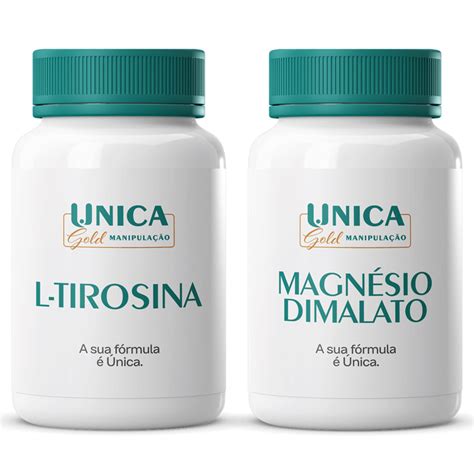 Combo L Tirosina 500mg Magnésio Dimalato 300mg 60 Cápsulas Bem Estar