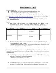 Plate Tectonics PhET Doc Pdf Plate Tectonics PhET Learning Objectives