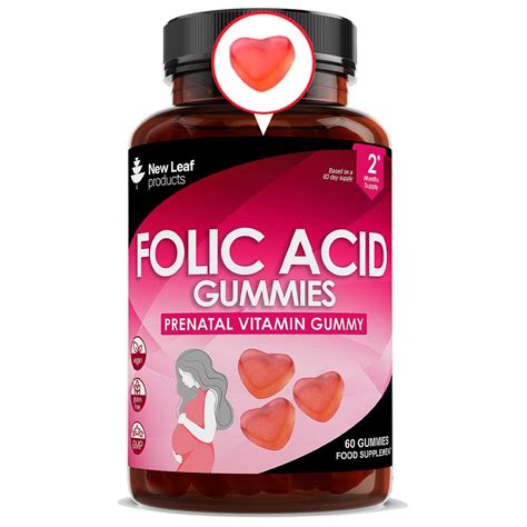 Folic Acid Pregnancy Gummies High Strength 400mcg Vitamin B9 Prenatal