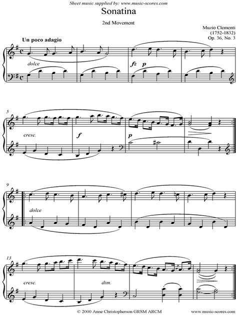 Clementi Op 36 No 3 Sonatina In C 2nd Movement Classical Sheet Music