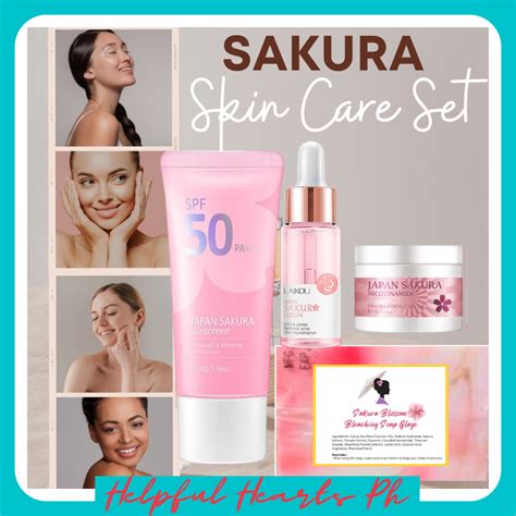 Sakura Skin Care Set [soap Cream Serum Sunscreen] Pimple Remover