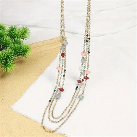 Boho Vacation Style Golden Chain Beaded Multilayer Ladies Multicolor