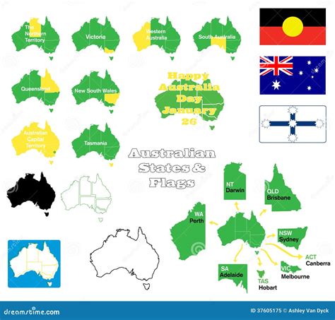 Australian States And Flags Royalty Free Stock Photo - Image: 37605175