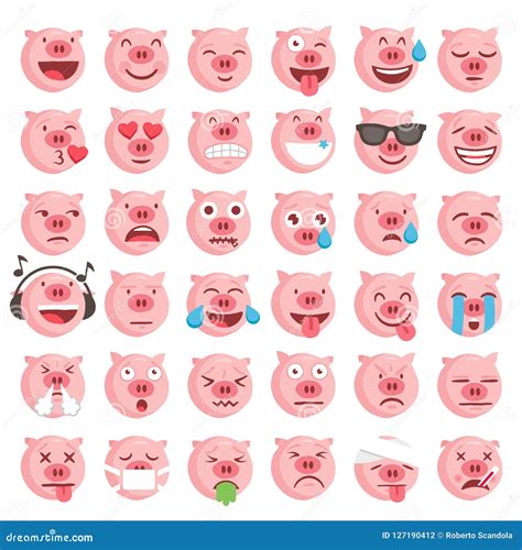 36 Vektor Schwein Emoticons Sammlung Vektor Abbildung Illustration