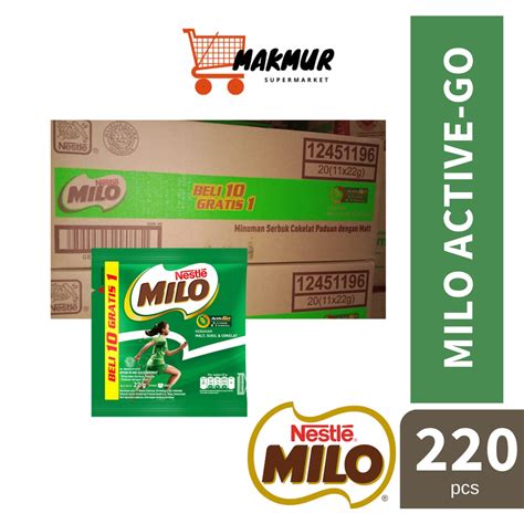 Jual Milo Active Go Sachet 22 Gram 1 Dus Isi 220 Pcs Shopee Indonesia