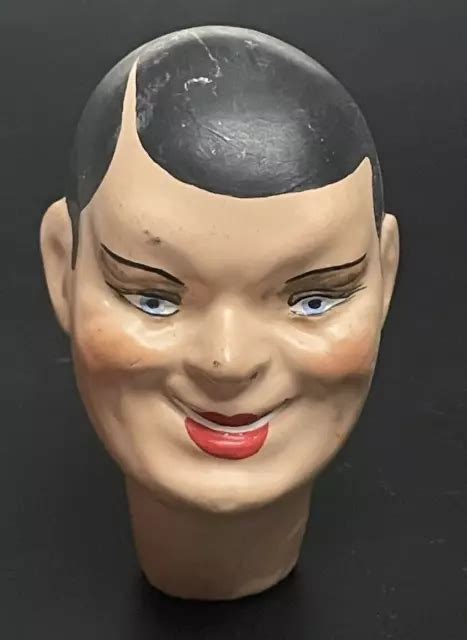 Ancienne T Te De Poup E En Carton Bouilli Visage De Femme Des Ann Es