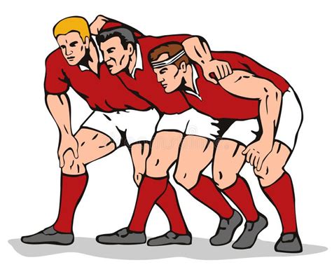 Rugby Three Player Scrum Retro Stock Vector Illustration Of Maul