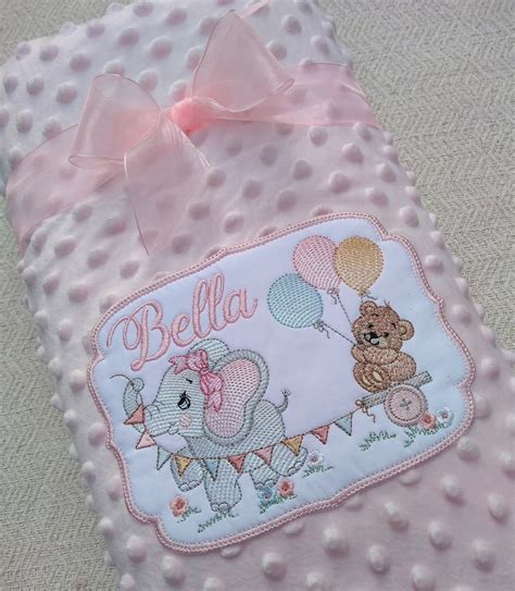 Cobertor Para Beb Elefante Rosa Personalizado Elo