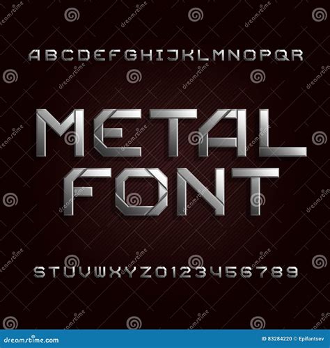 Fuente Del Alfabeto Del Metal Letras Y Números Del Efecto De Chrome En