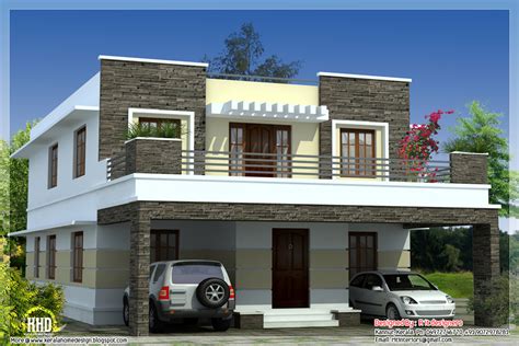 3 Bedroom Modern Flat Roof House Kerala Home Design And Floor Plans