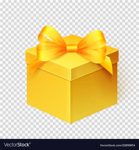 Realistic Yellow Gift Box With Ribbon Design Vector Image